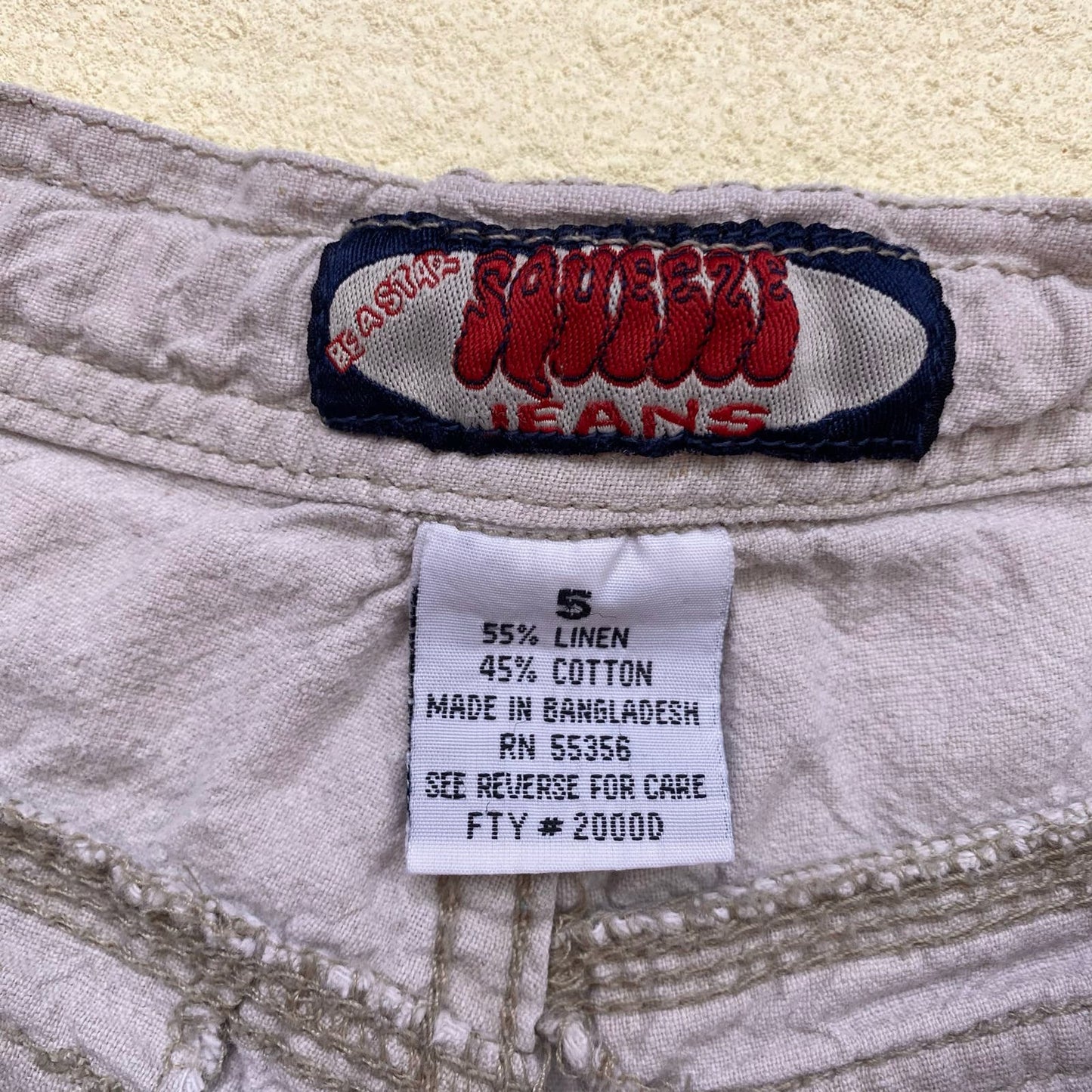 Y2K Squeeze Jeans Linen Cotton Mini Cargo Shorts, Size 5