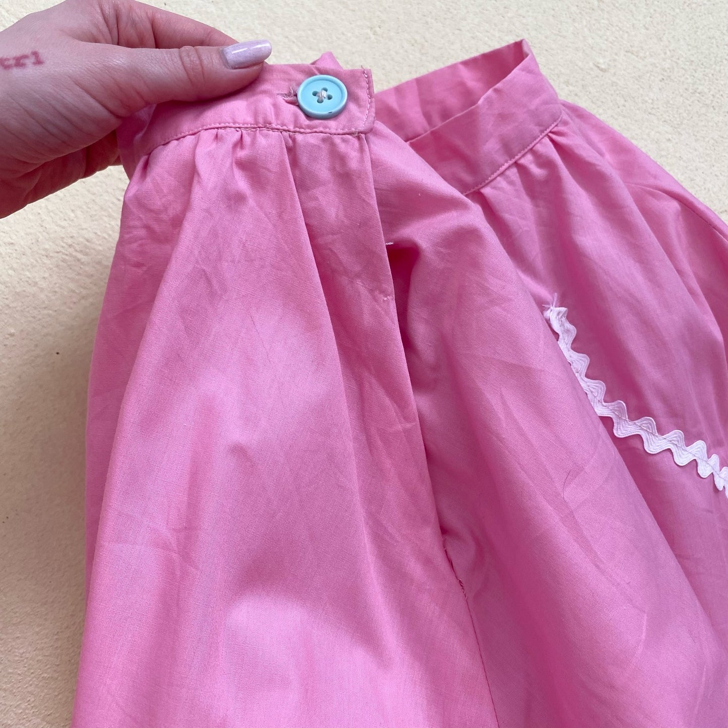 Vintage Handmade Pink Poodle Midi Skirt, Size 28"