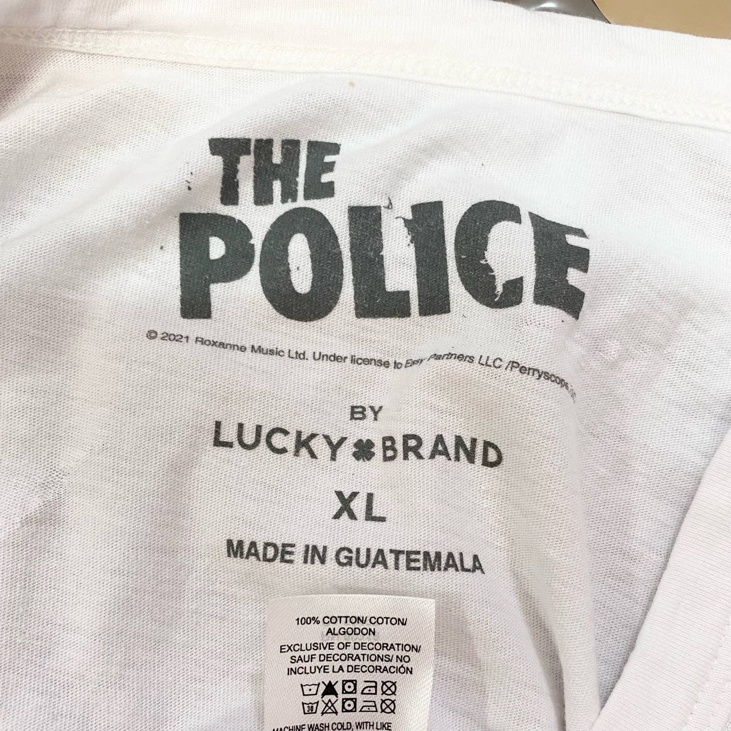 Reworked The Police x Lucky Brand Distressed Tee, Size XL