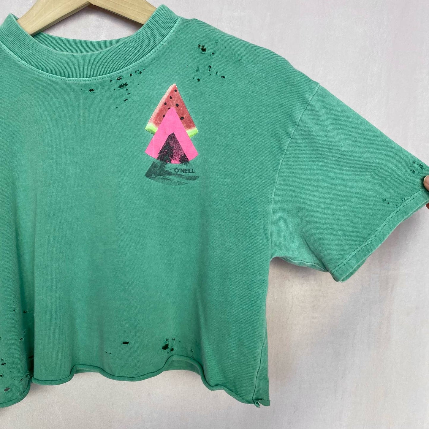 Reworked O’Neill Distressed Crop Tee, Size Small
