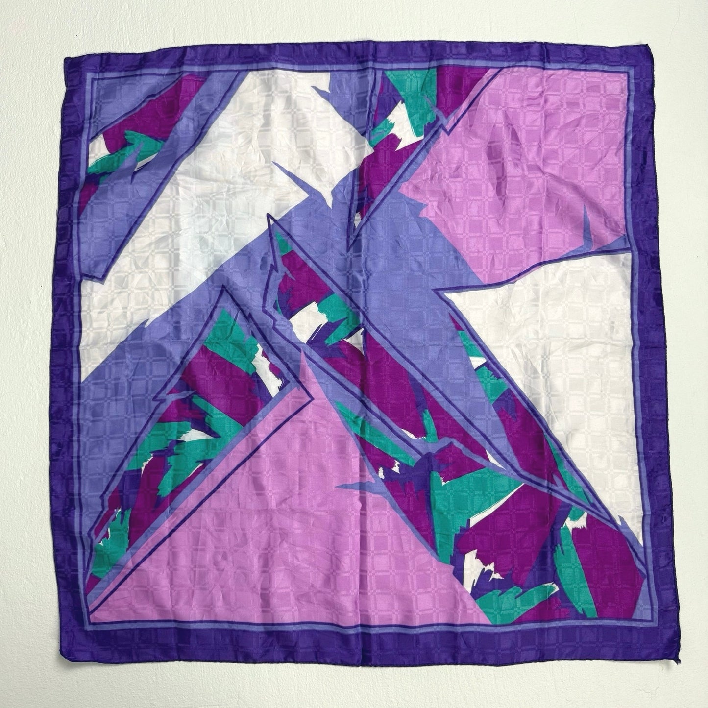 Vintage Silk Abstract Purple Square Scarf