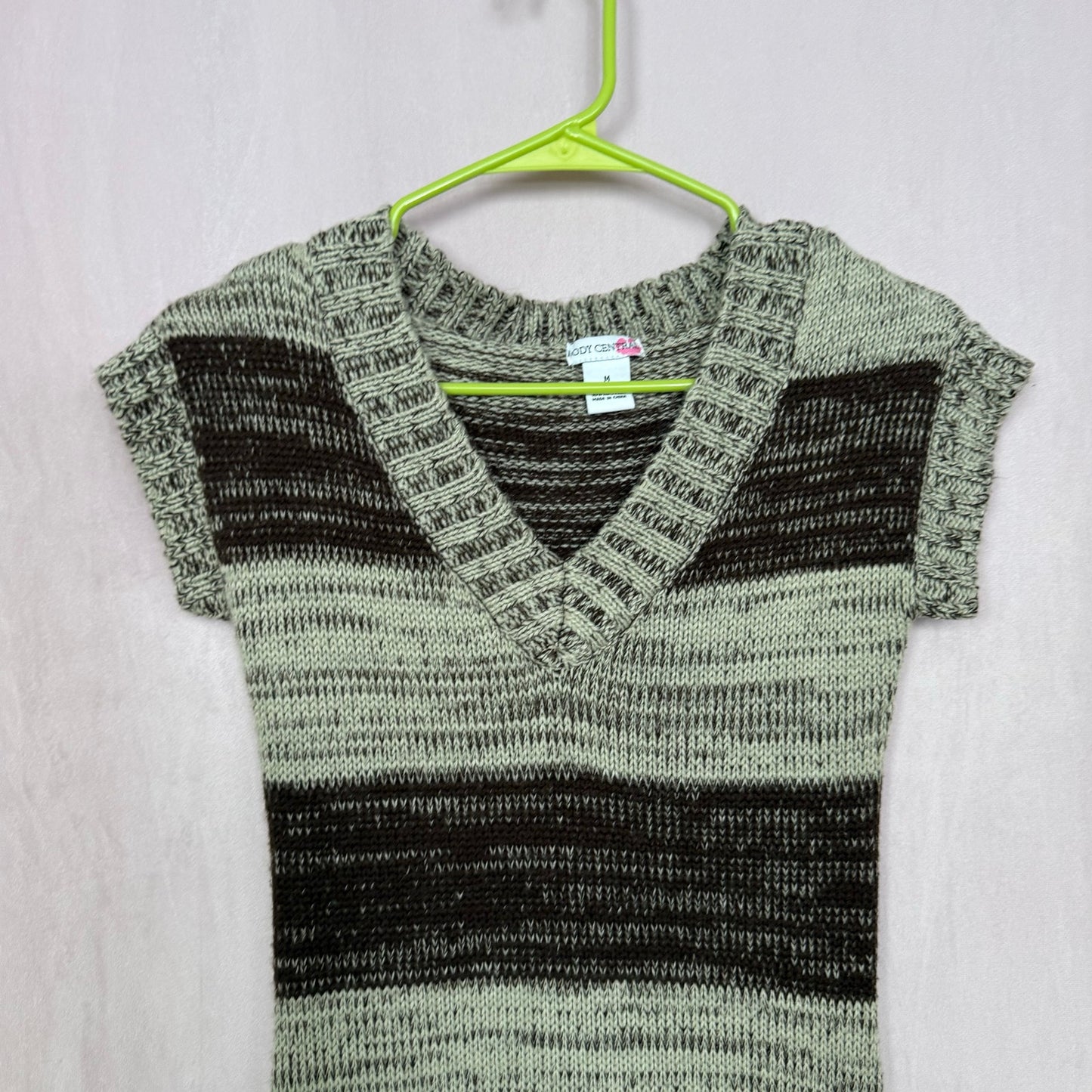 Y2K Stripe Knit Mini Sweater Dress, Size Medium