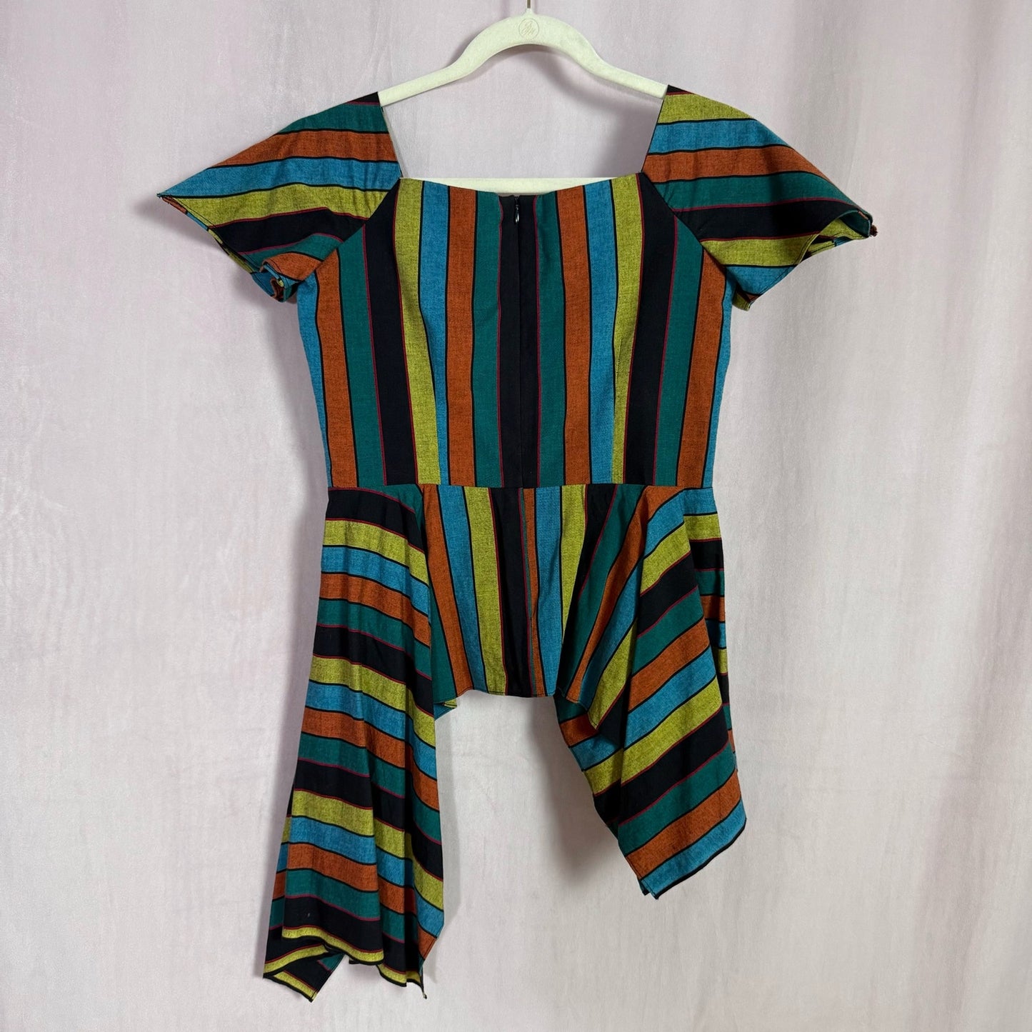 Secondhand Ethnic Nation Stripe Asymmetrical Top, Size Medium