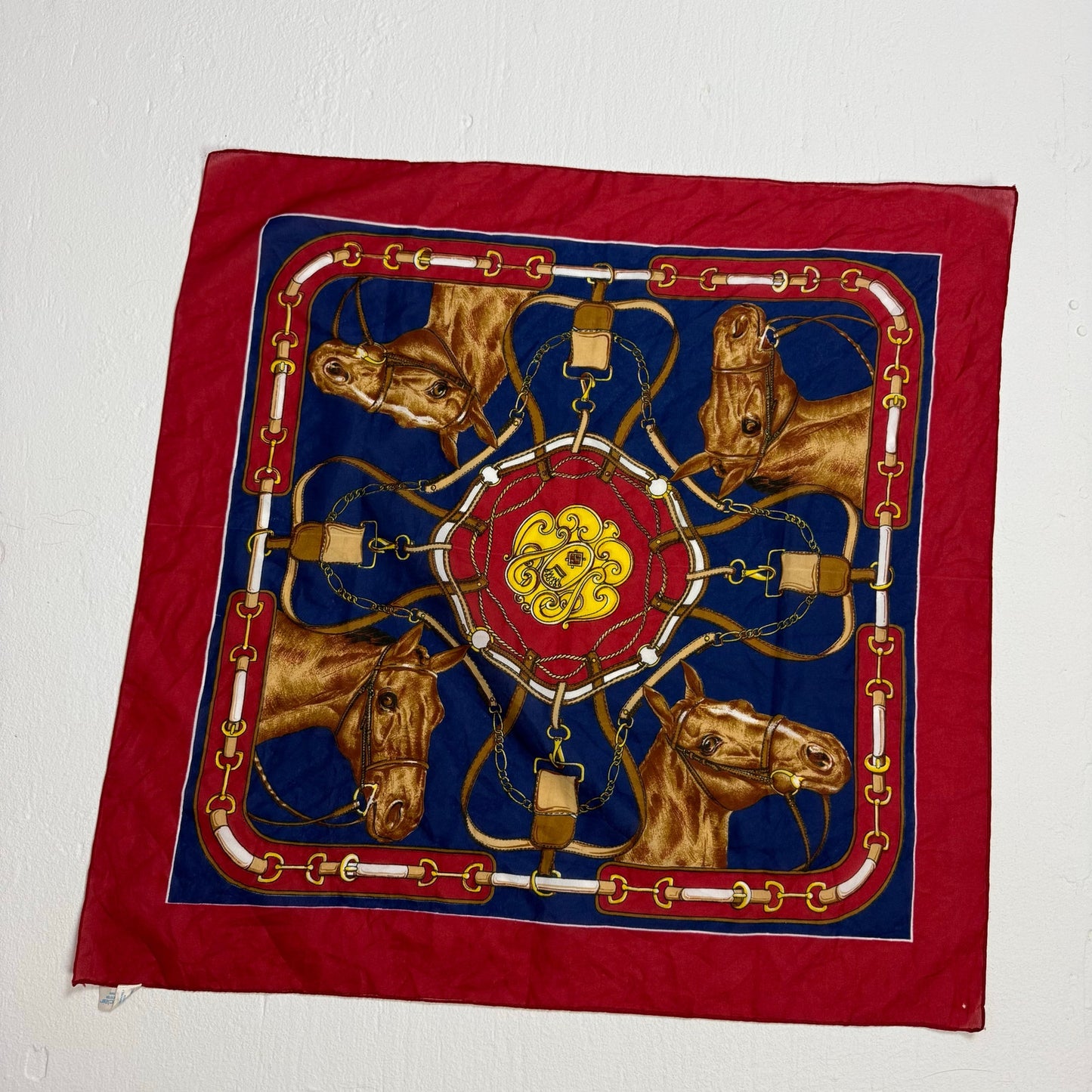 Vintage Liz Sinclair Equestrian Horse Square Scarf