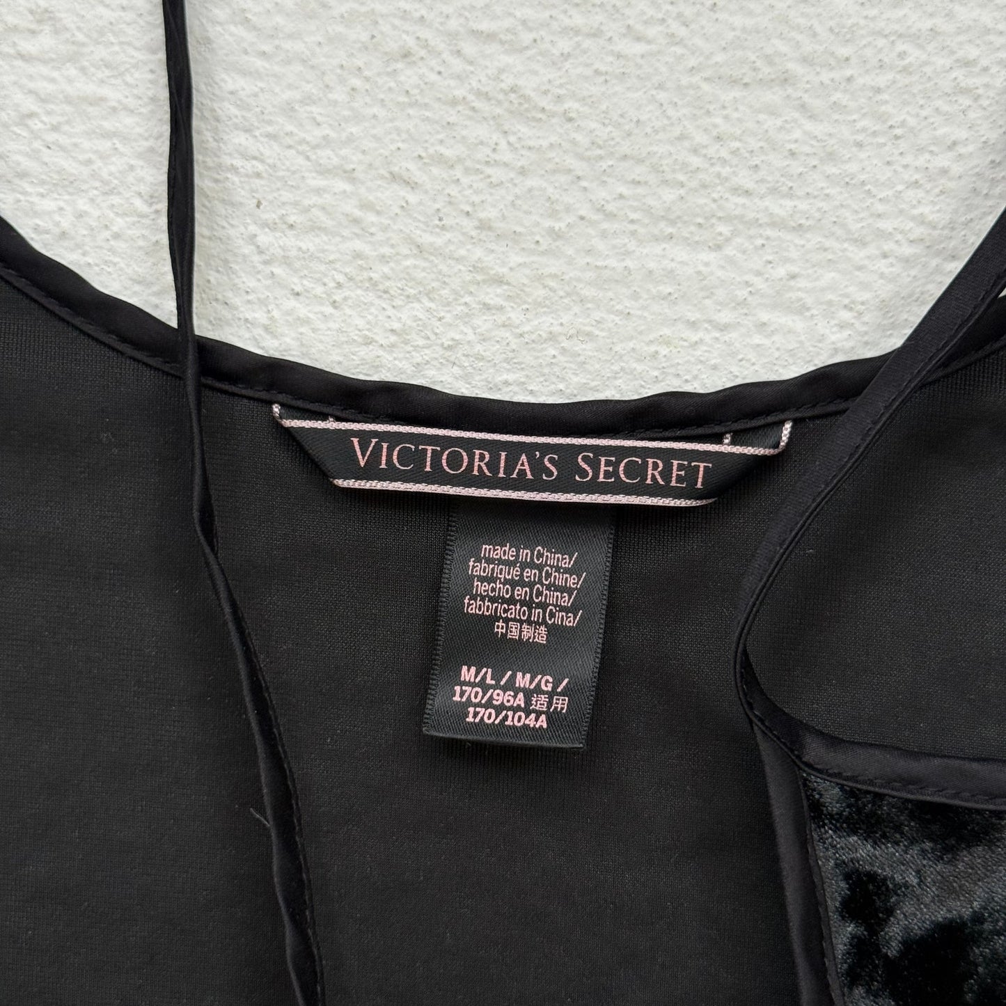 Secondhand Victoria’s Secret Black Velvet Mini Slip Dress, Size M/L