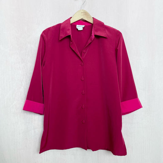 Vintage Brownstone Studio Flowy Pink Button Up Shirt, Size MP