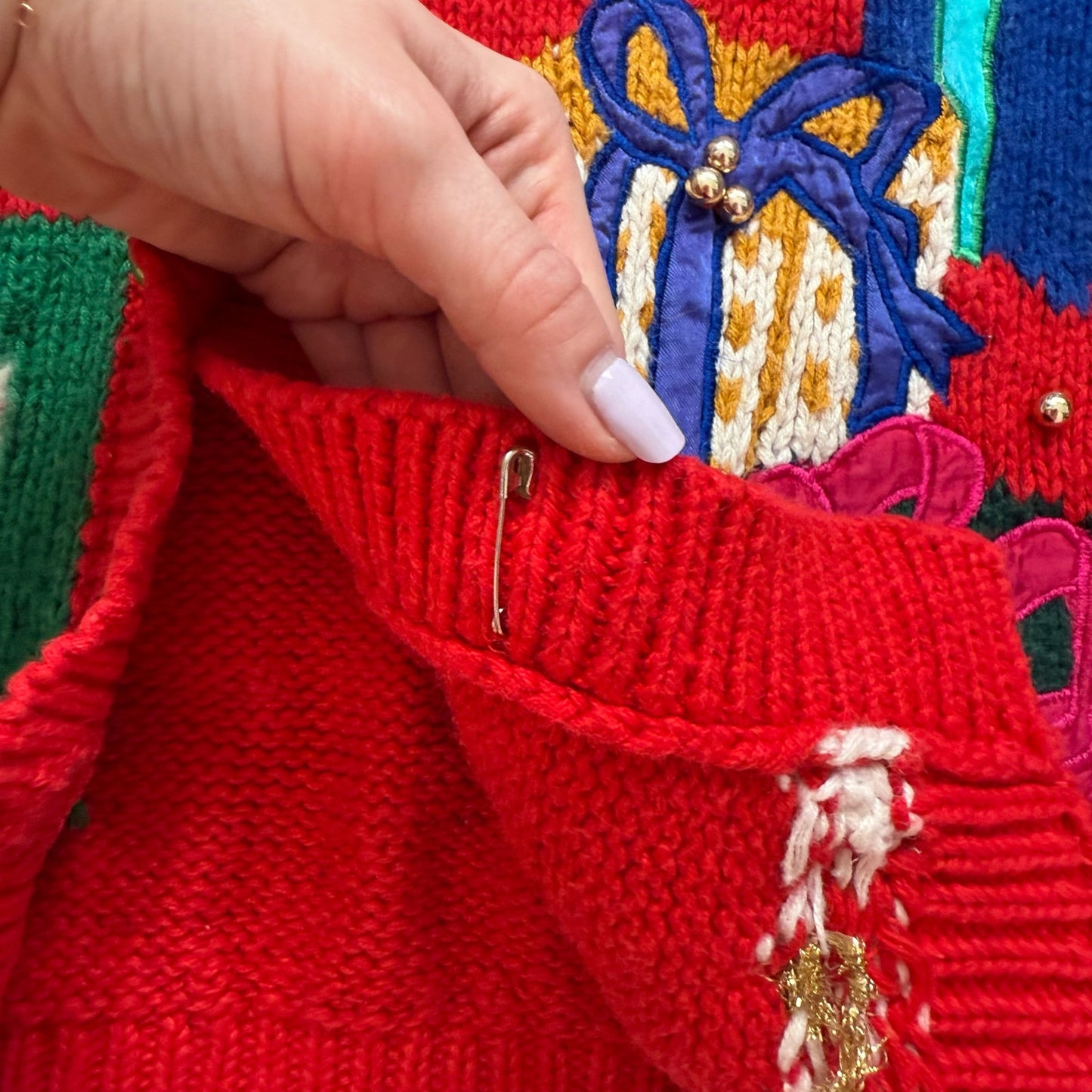 Vintage Jingle Bell Christmas Sweater Cardigan, Size Large