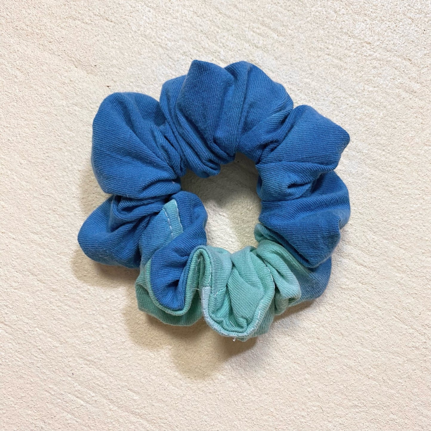 Scrap Fabric Blue Green Tie Dye Scrunchie