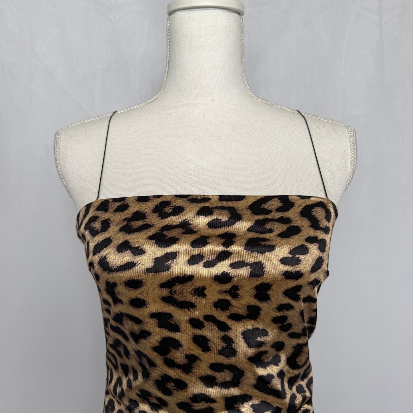 Secondhand Étophe Studios Leopard Satin Mini Dress, Size Medium