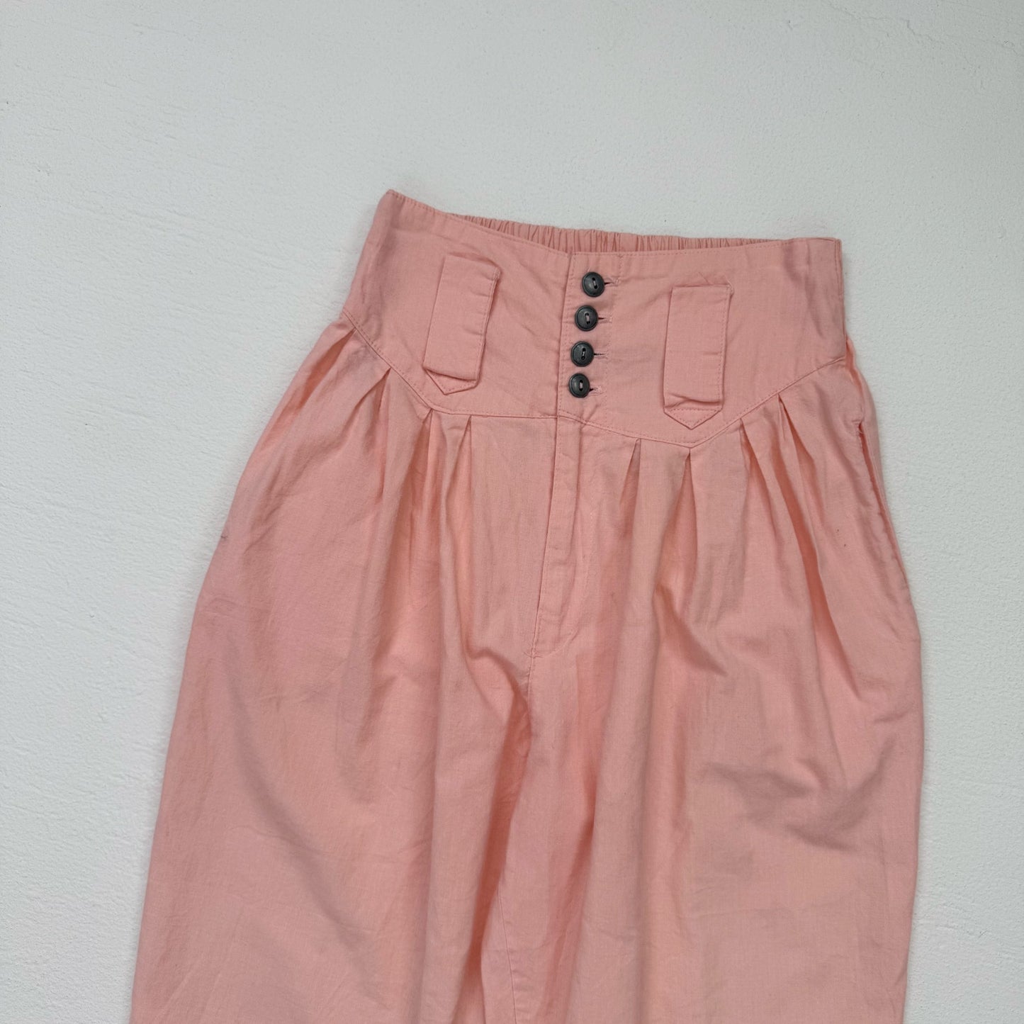 Vintage POP Peach Pleated High Waisted Trousers, Size XS