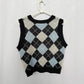 Secondhand J for Justify Blue Argyle Crop Sweater Vest, Size Large