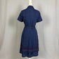 Secondhand Voll Navy Blue Button Down Midi Shirt Dress, Size Medium