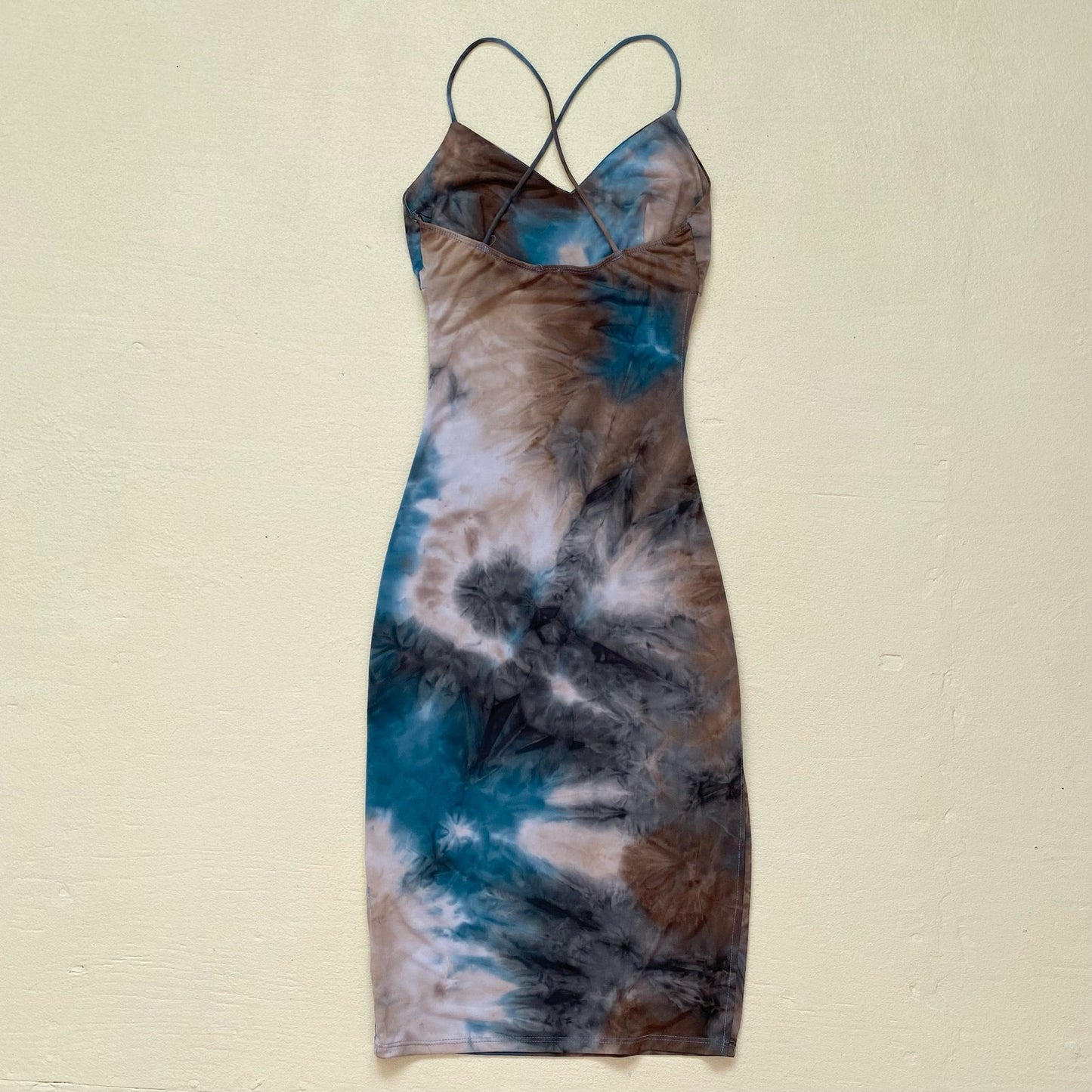 Y2K Tie Dye Bodycon Midi Cami Dress, Size Small