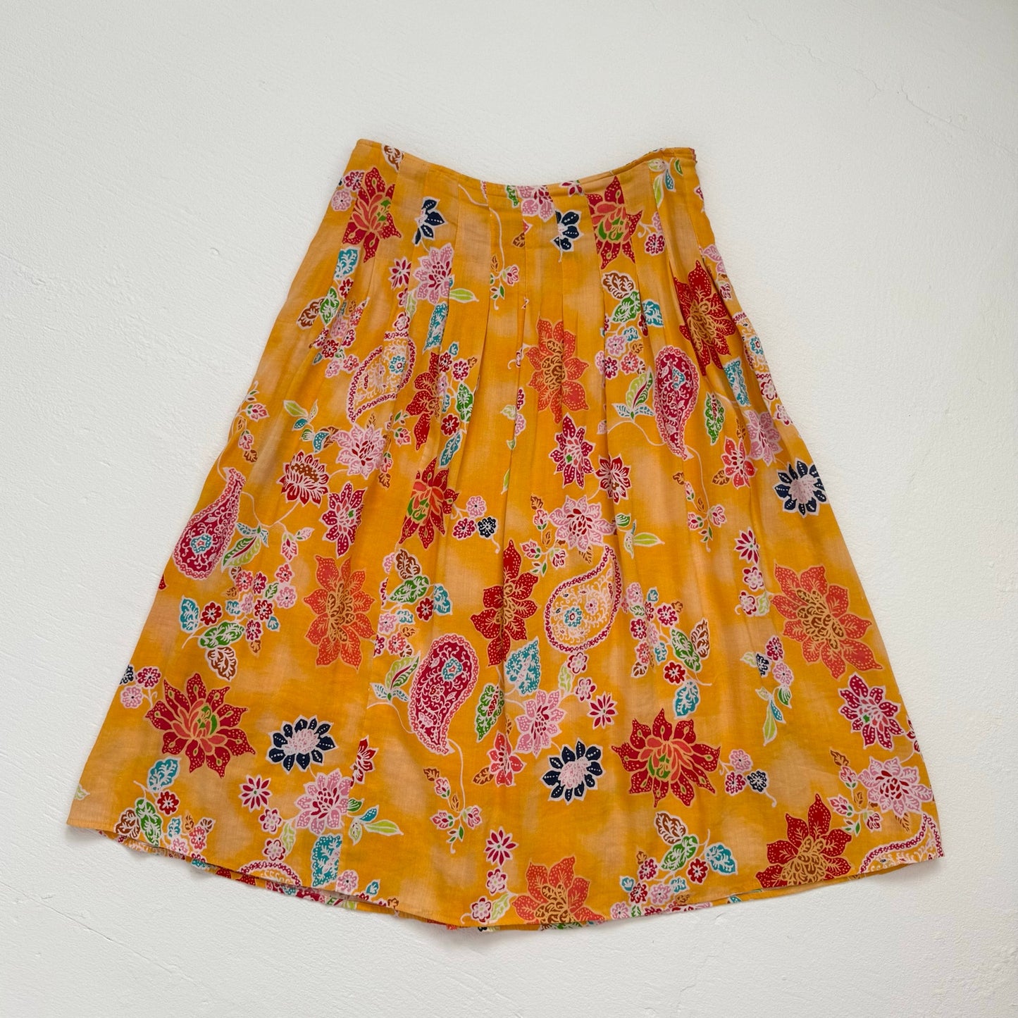 Secondhand Junction West Linen Floral Pleated Midi Skirt, Size Medium