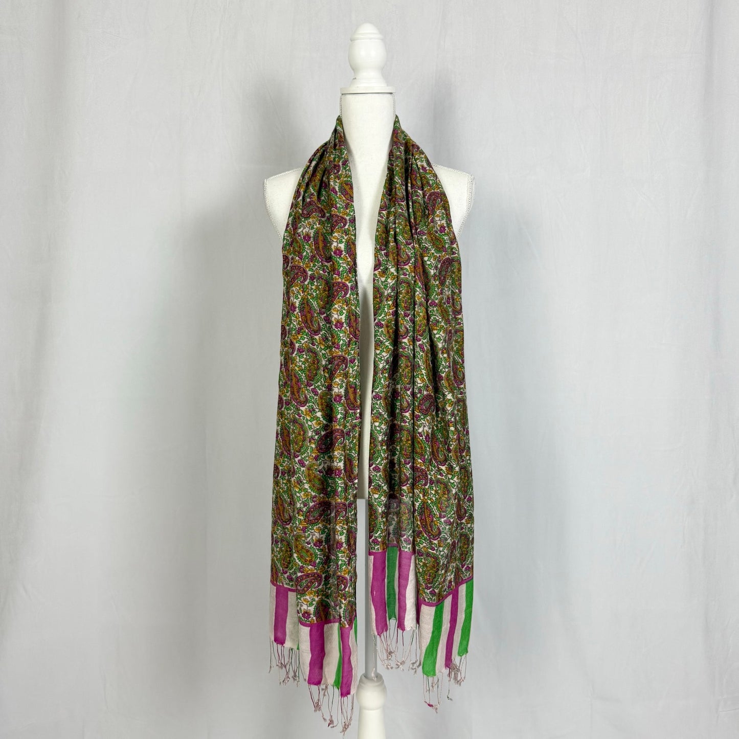 Secondhand Paisley Floral Print Fringe Hem Scarf Shawl