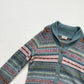 Vintage L.L.Bean Teal Fair Isle Wool Cardigan Sweater, Size Medium