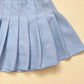 Secondhand Baby Blue Pleated Skater Tennis Skort Mini Skirt, Size XXS