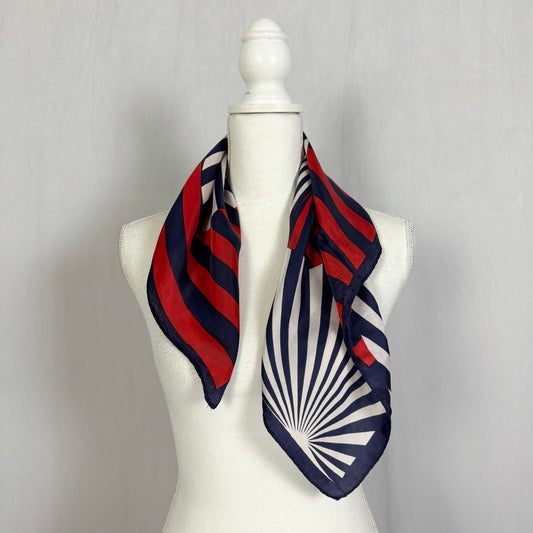 Vintage Silk Abstract Stripe Square Scarf