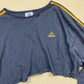 Upcycled Vintage Adidas Distressed Crop Long Sleeve, Size Large