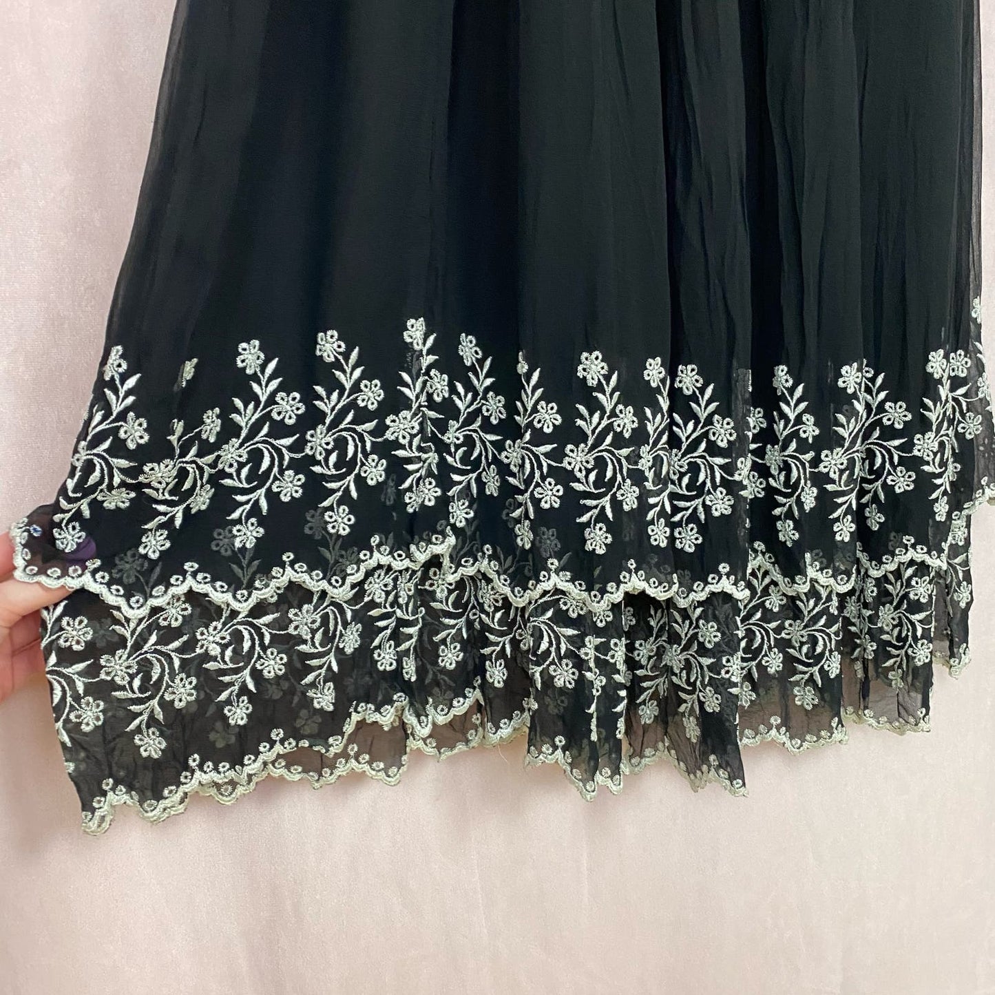 Vintage Harari Sheer Embroidered Maxi Skirt, One Size