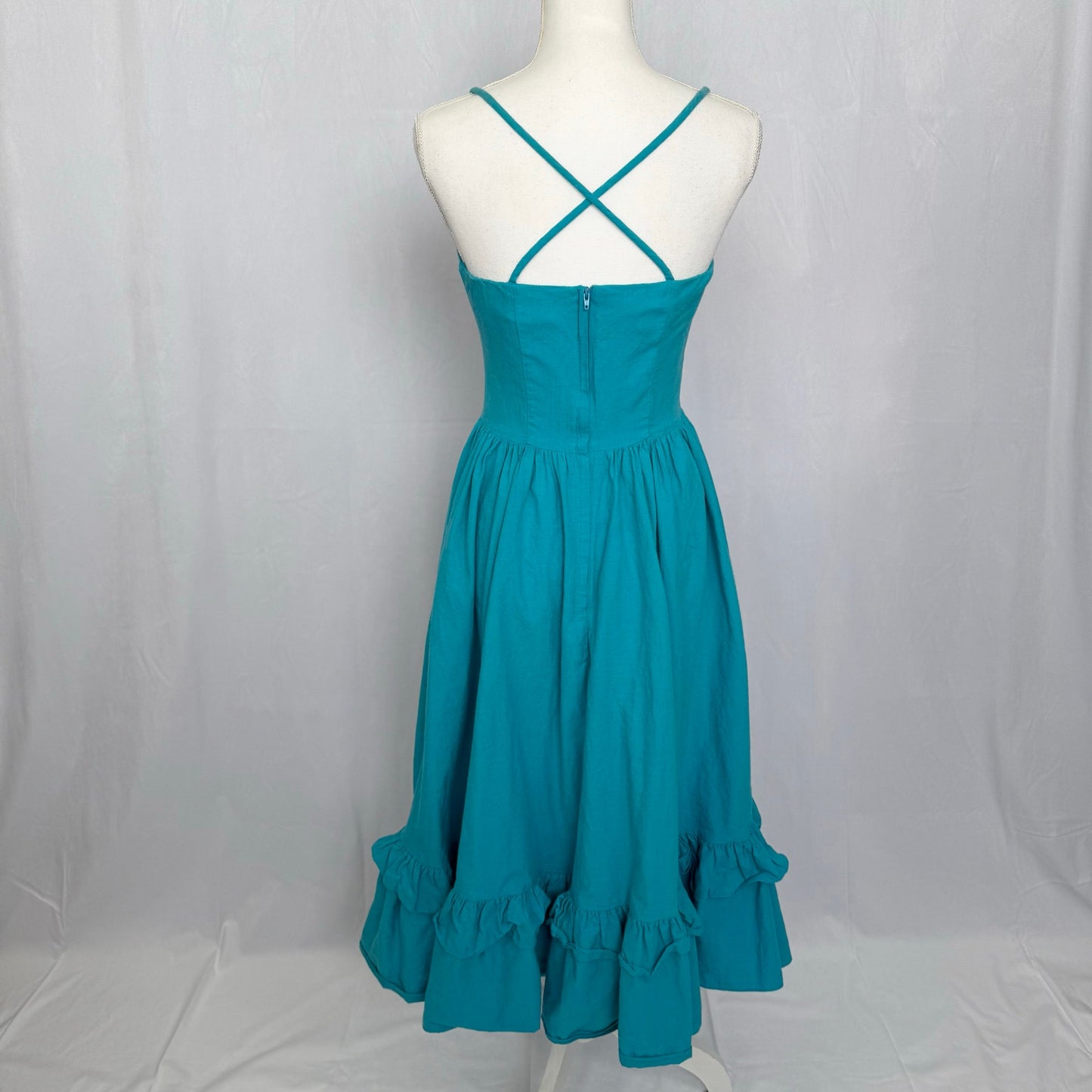 Vintage Impromptu Fit & Flare Ruffle Hem Midi Dress, Size 7/8