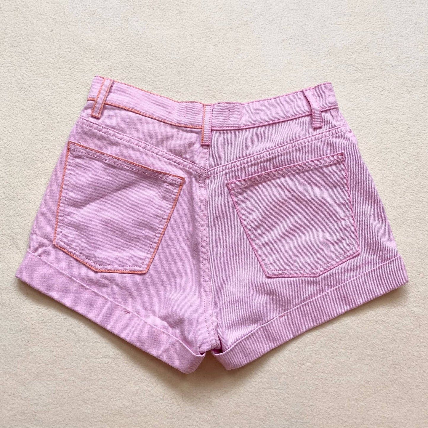 Upcycled American Apparel Floral Pink Denim Shorts, Size 25