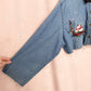 Upcycled Vintage Bobbie Brooks Christmas Embroidered Crop Denim Button Up, Size 3X