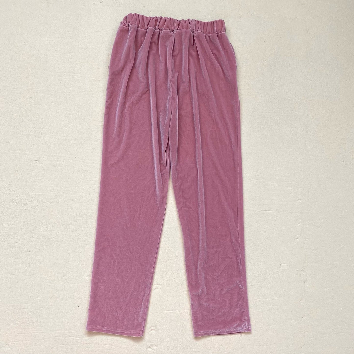 Secondhand Pink Velvet Straight Leg Trouser Stretch Pants, Size Small