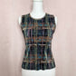 Vintage Plisse Micro Pleated Abstract Tank Top, Size Small