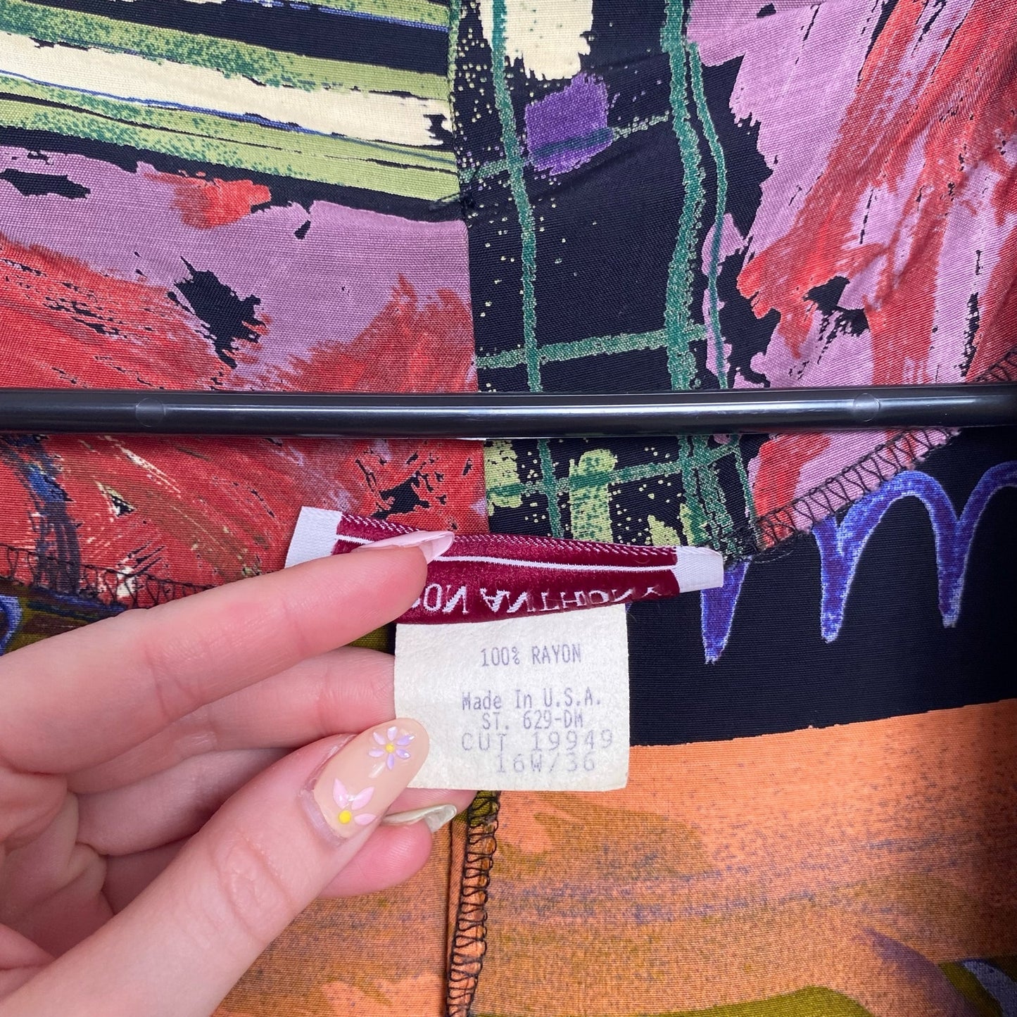 Vintage Sharon Anthony Abstract Long Cardigan, Size 16W