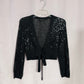 Secondhand BCBGMaxazria Sequins Silk Crochet Crop Black Cardigan, Size Medium