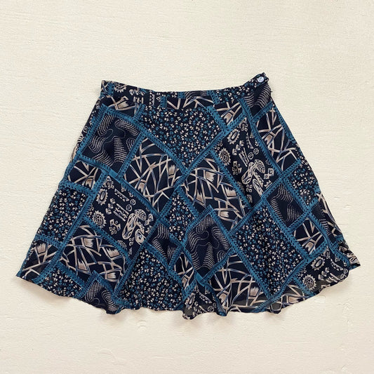 Vintage Jonathan Martin Abstract Floral Mini Skirt, Size 26"