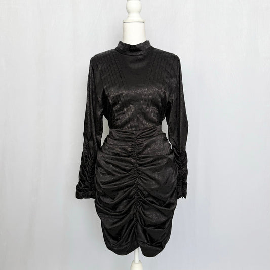 Secondhand Hunter Bell Ariana Dress Black Satin Floral, Size 8