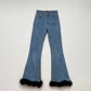 Reworked Edikted Feather Hem High Rise Flare Jeans, Size XS