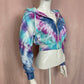 Upcycled Forever 21 Heart Tie Dye Crop Zip Hoodie, Size Small