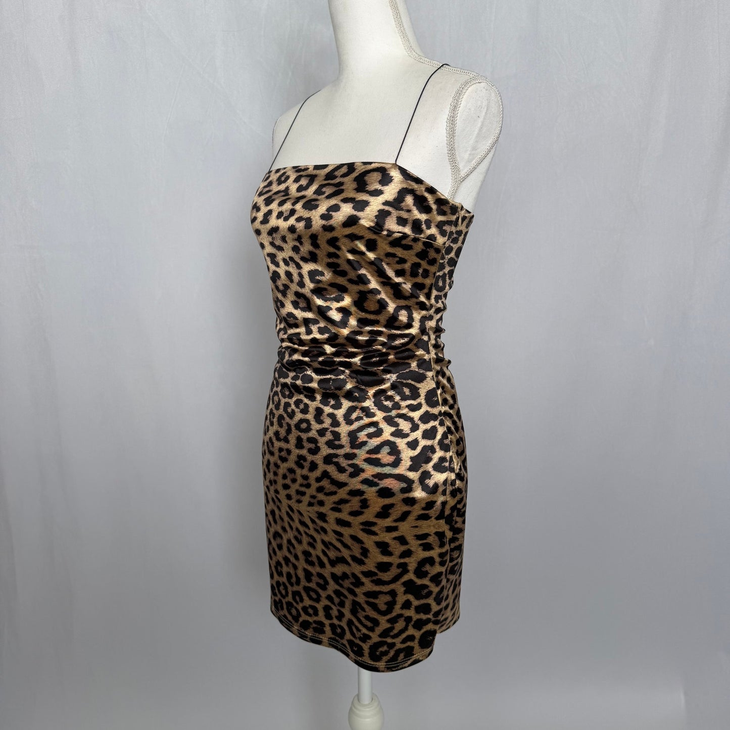 Secondhand Étophe Studios Leopard Satin Mini Dress, Size Medium