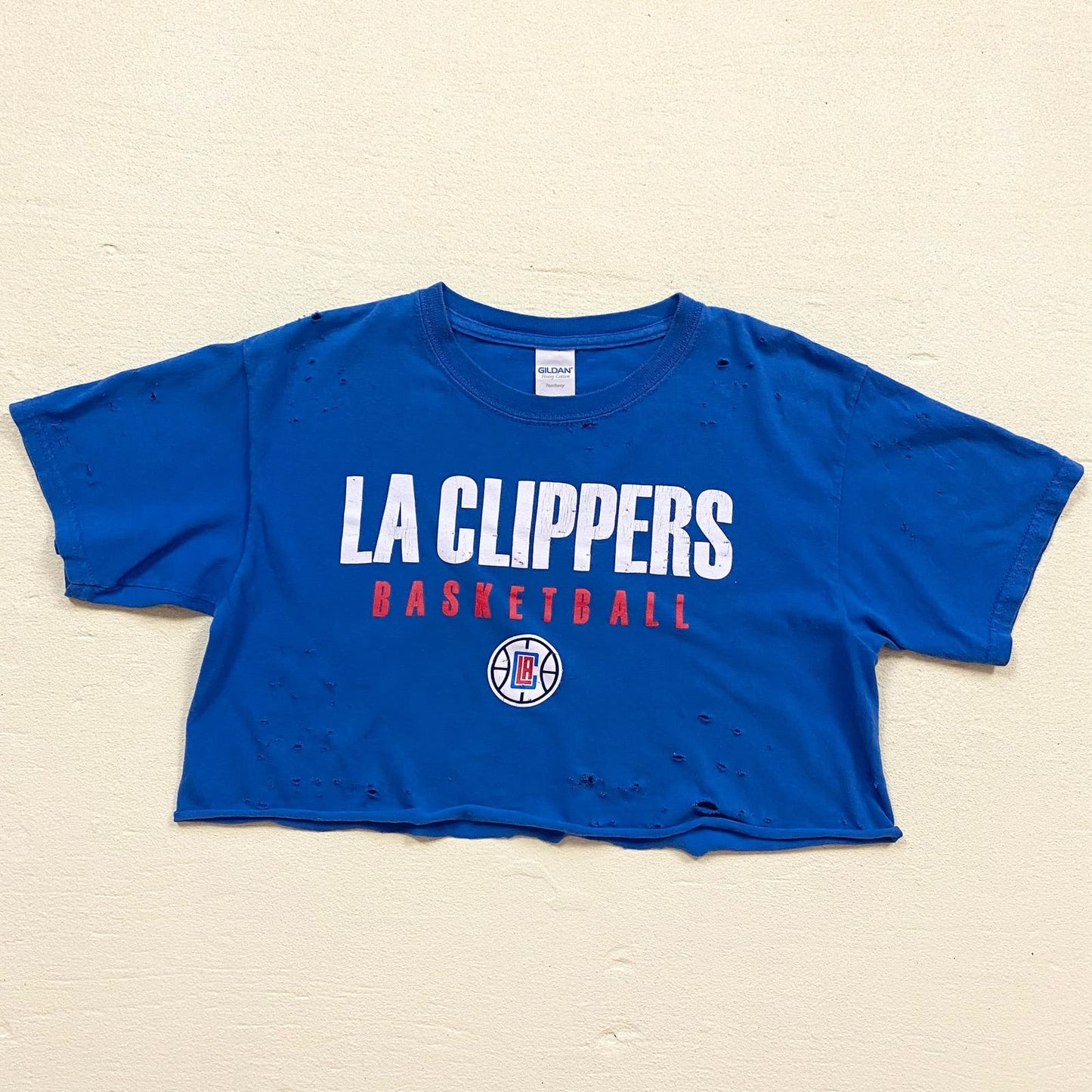 Upcycled LA Clippers Distressed Crop Graphic Tee