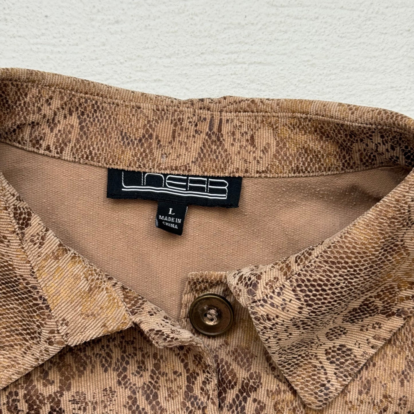 Y2K Linear Micro Corduroy Snake Print Jacket, Size Large