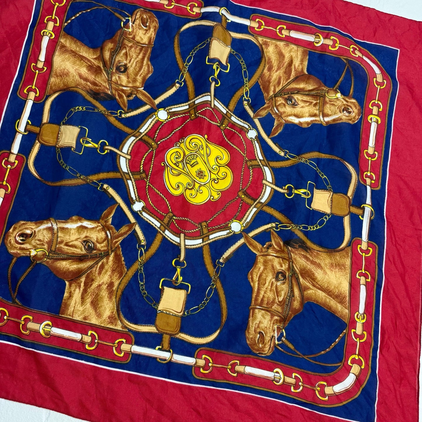 Vintage Liz Sinclair Equestrian Horse Square Scarf