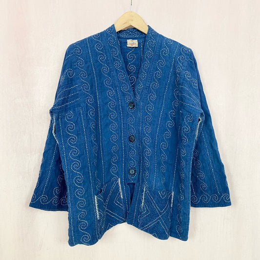 Vintage Blue Denim Button Down Oversized Jacket, Size Large