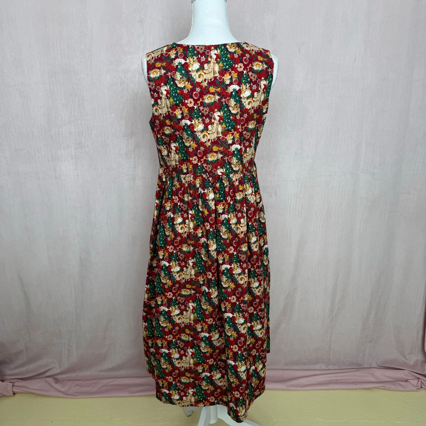 Vintage Christmas Angel Button Front Dress, Size Large