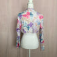 Reworked Vintage Floral Crop Long Sleeve Button Up