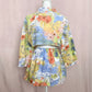 Upcycled Vintage Linen Blend Tropical Button Up Skirt Set, Size Small
