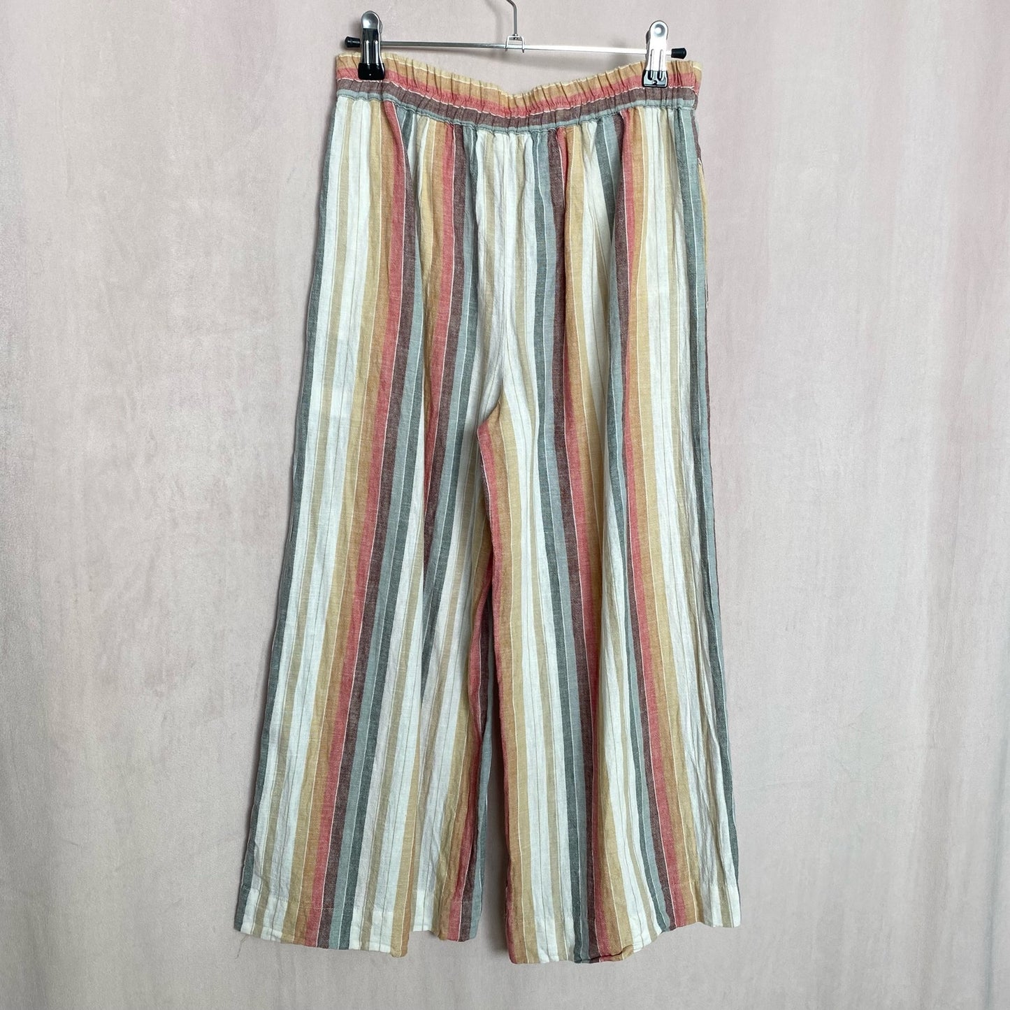 Secondhand beachlunchlounge Striped Linen Blend Cropped Pants, Size XS