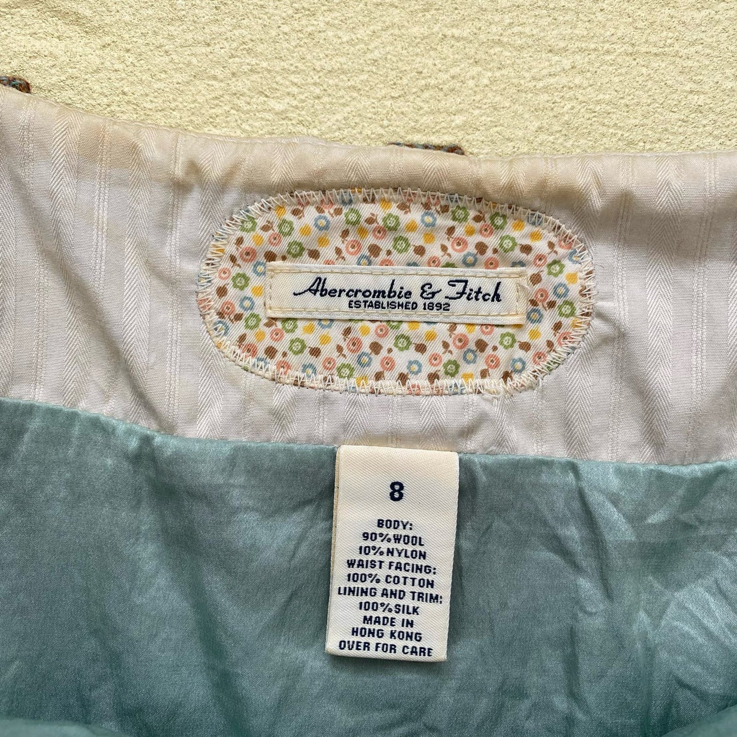 Vintage Abercrombie & Fitch Wool Pleated Micro Mini Skirt, Size 8