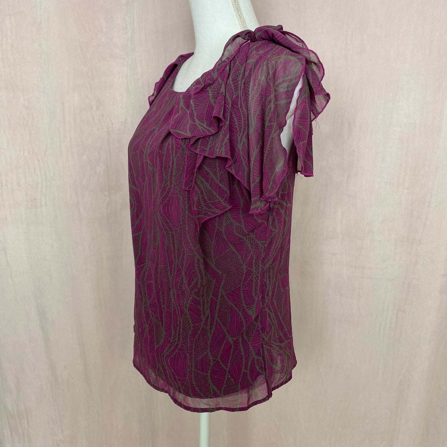 Secondhand BCBGeneration Purple Abstract Sleeveless Blouse, Size Medium