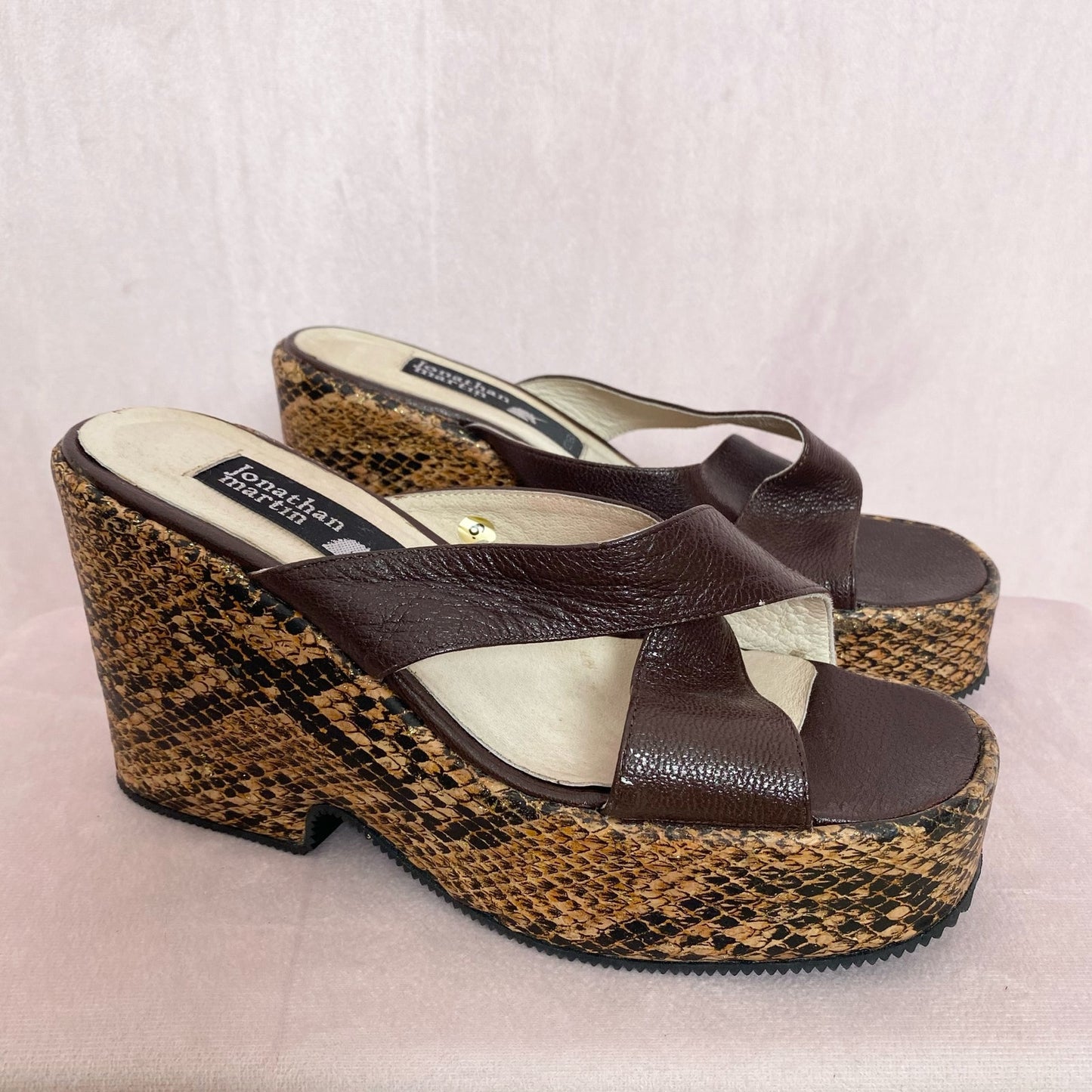 Secondhand Jonathan Martin Snakeskin Wedge Heeled Mules, Size 6