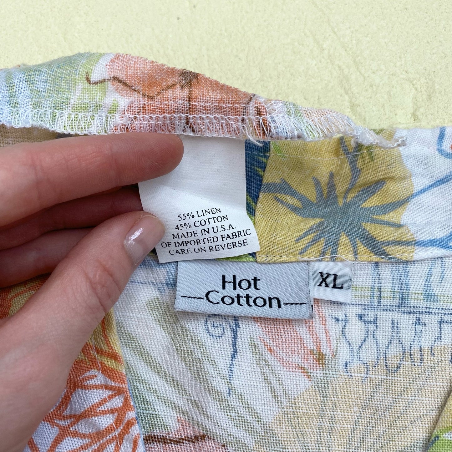 Upcycled Vintage Linen Blend Tropical Button Up Skirt Set, Size Small