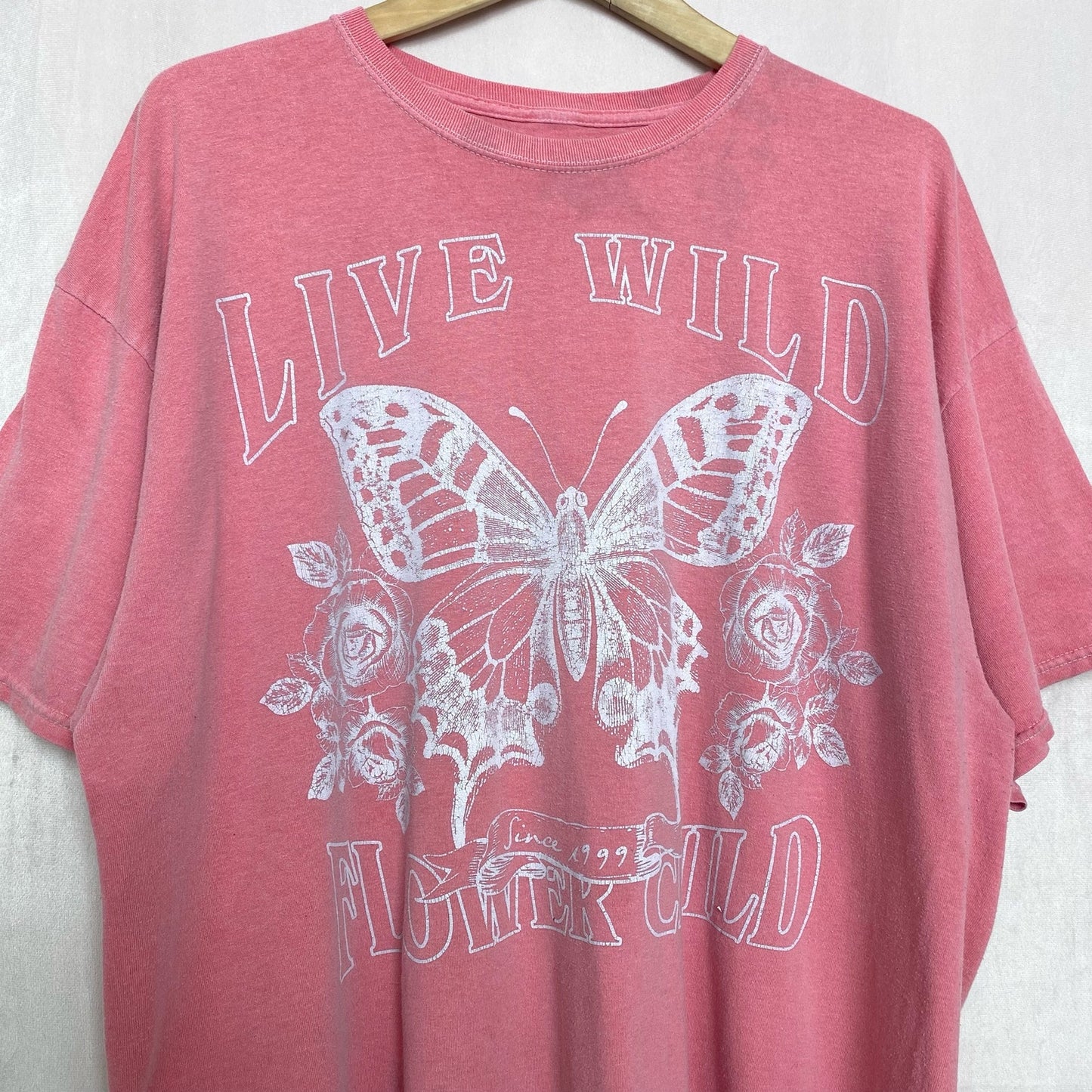 Y2K Obsessive Love Butterfly Live Wild Flower Child Tee, Size 2X