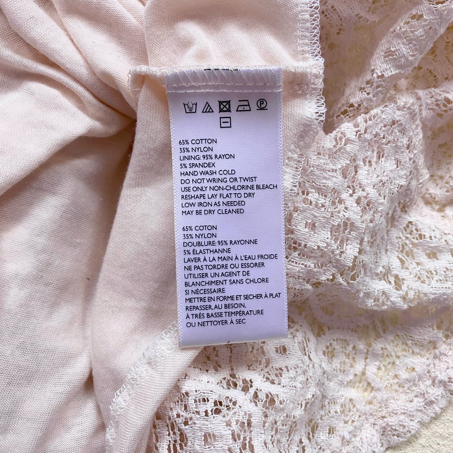 Reworked Ecoté Cream Lace Fit & Flare Tank Top, Size Small